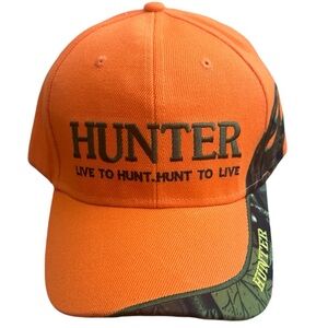Hunter Live To Hunt Embroidered Neon Orange/Camouflage Hat NWOT